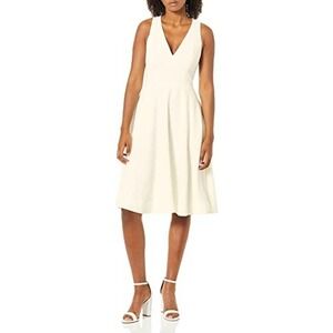 Dress THE POPULATION CATALINA FIT & FLARE SLEEVELESS‎ DRESS OFF WHITE LARGE NWT